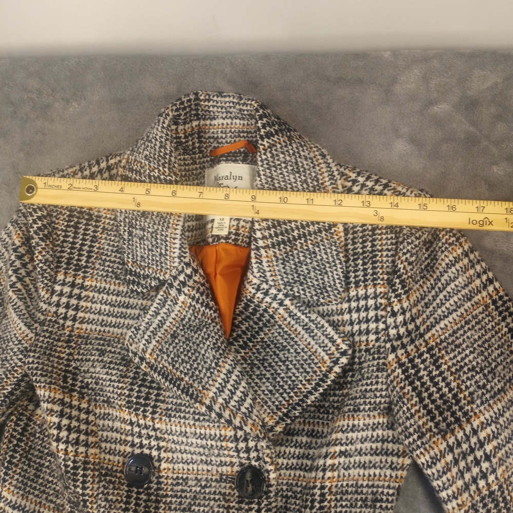 Maralyn & Me Double Breasted Jacket Pea Coat Size XS  Brand Retro Plaid Academia - Picture 14 of 16